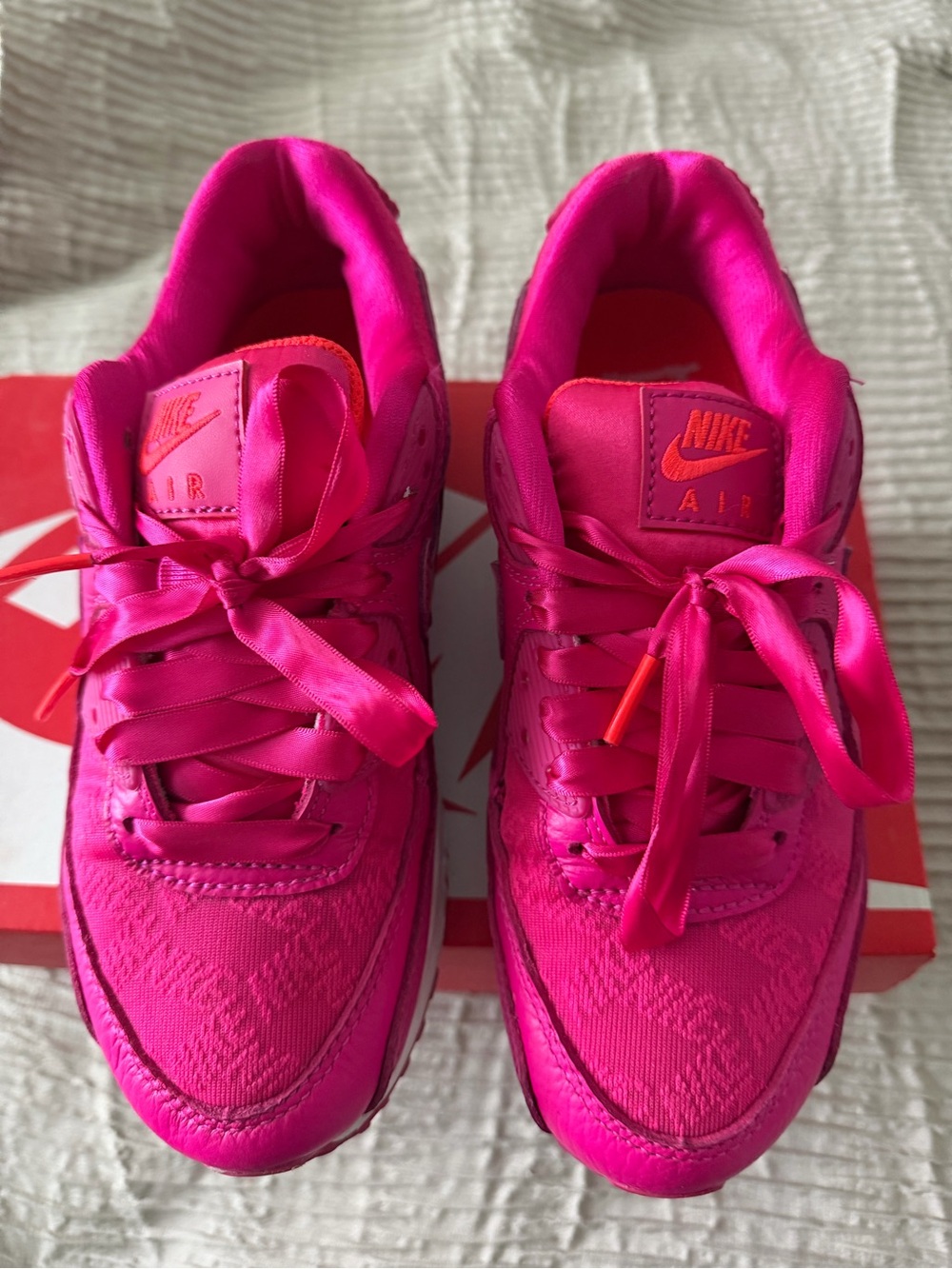 Nike Women's Bright Pink Satin-Lace Sneakers